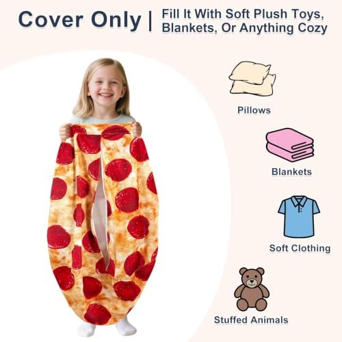 Lukeight Pizza Stuffed Animal Storage Bean Bag Chair Cover - Image 2