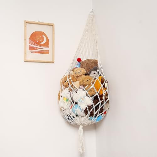 Amdermi Stuffed Animal Hammock Corner, Boho Macrame Plush Toy Storage Net - Image 2