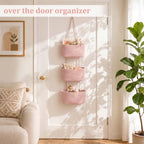 TeoKJ Over the Door Hanging Basket, 3-Tier Woven Cotton Wall-Mounted Storage - Image 2