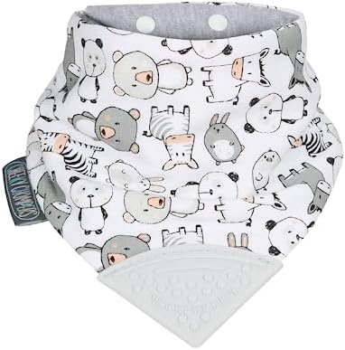 Cheeky Chompers Neckerchew Teething Bib, 2-in-1 Bandana Style Bib w/Food Grade by CheekyChompers