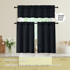 Black Valances for Windows, Light Filtering Faux Linen Textured Small Short - Image 6