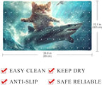 Shower Mat Non Slip 26.8 x 15.1 Inches, Funny Cat Riding Shark Ocean Bathtub - Image 4