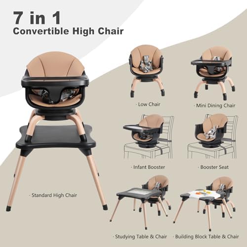High Chair, 7 in 1 Wooden Baby High Chair - Image 3
