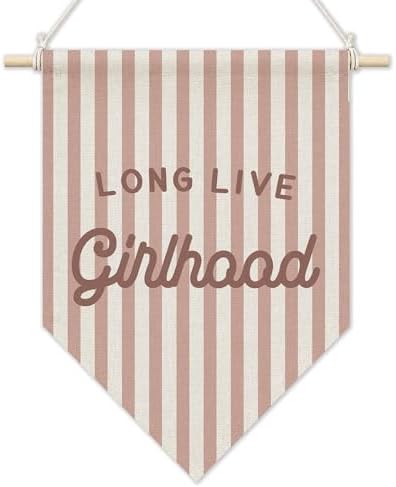 KYTWSFWS Pink Girl Nursery Long Live Girlhood Wall Art Pennant Flag, Girls Room by Unknown