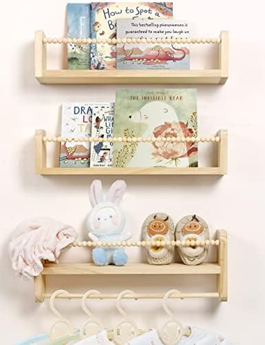 Maxpeuvon Nursery Shelves for Wall Set of 3, Natural Wood Floating Shelves by Maxpeuvon