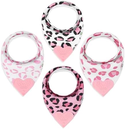 Pickle & Olive - Baby Bandana Girl Teething Bibs - Set Of 4 -Leopard by PickleOlive