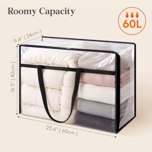 Lifewit 3 Pack Clear Blanket Storage Bags, 60L Plastic Comforter Storage Bag - Image 3