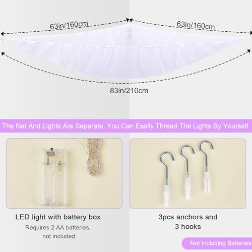 Stuffed Animals Hammock with LED Light Toy Net Room Decor Corner Storage - Image 2