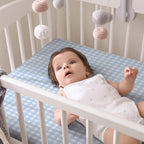 Breling 2 Pcs Muslin Blue and Blue Gingham Crib Sheets - Image 5