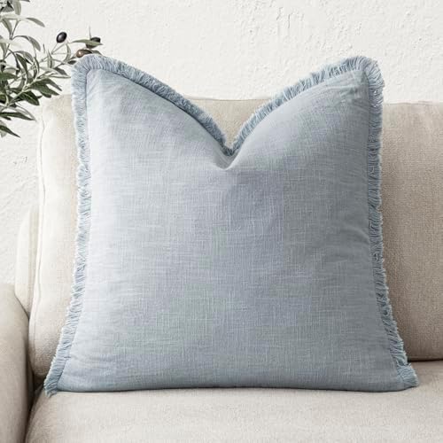 Foindtower Decorative Linen Fringe Throw Pillow Covers Cozy Boho Farmhouse by Foindtower