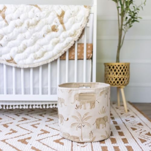 Crane Baby Fabric Round Nursery Storage Basket, Toy Storage, Safari Animal - Image 3