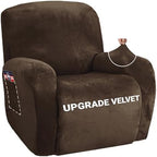 ZNSAYOTX Stretch Velvet Recliner Cover 4-Pieces, Thick Soft Recliner Chair by ZNSAYOTX
