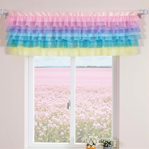 Besutolife Pastel Unicorn Valance Curtain Sparkle Tulle Valances - Image 6