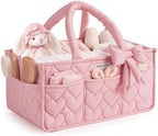 Blissful Diary Baby Diaper Caddy Organizer, Heart-Quilted, Light Pink by BlissfulDiary