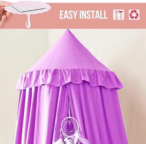 Kertnic Decor Princess Canopy for Girls Bed, Soft Smooth Playing Tent Canopy - Image 4
