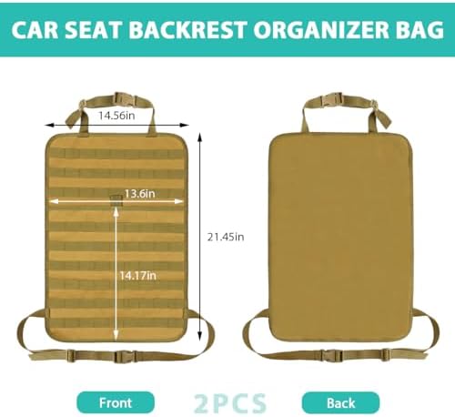 2 PCS Car Seat Back Organizer, Tactical MOLLE Sag Proof Vehicle Panel Backseat - Image 2