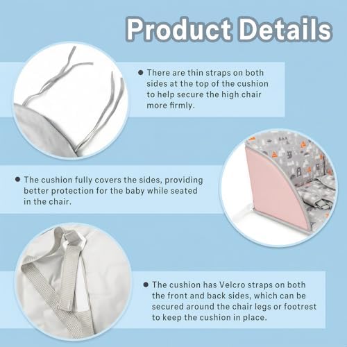 Kocpudu High Chair Pad, Comfortable Seat Belt Design - Image 4