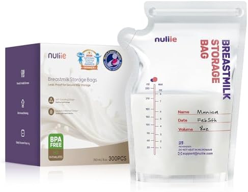 Nuliie 300 Pcs Breastmilk Storage Bags Freezer, 8 OZ Breast Milk Storing Bags by nuliie