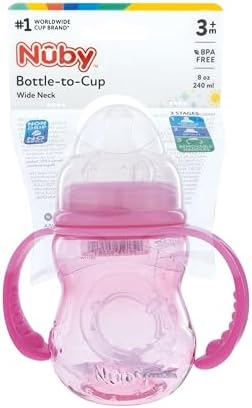 Nuby 3 in 1 Baby Bottle to Training Sippy Cup - 8 oz - Spill-Proof Toddler - Image 3
