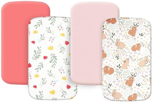 4 Pack Pack and Play Fitted Sheets 26” x 38”, Compatible by Haleeone