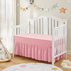 SiinvdaBZX 2-Piece Set Ruffled Crib Skirt & Crib Sheet, Blush Pink - Image 2