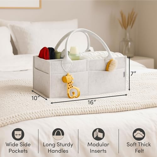 PUTSKA Baby Diaper Caddy Organizer, Felt Nursery Basket, Extra Large - Image 4