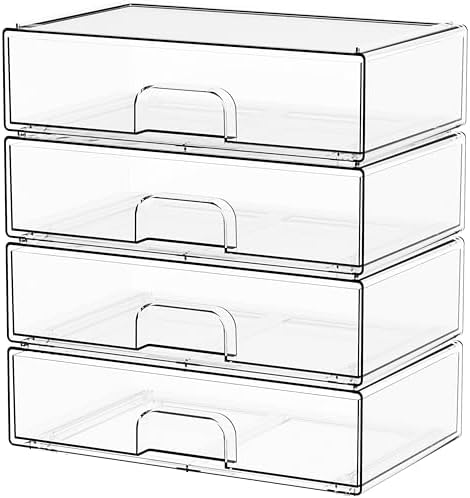 Yieach 12.1''W Clear Stackable Storage Drawers, Makeup Organizers, Plastic by Yieach