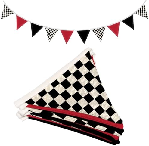 Boys Room Checkered Flag Banner 5.5Ft, Cars Room Decor by Wheatwin