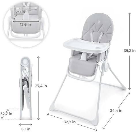 Kinderkraft BINCI Folding High Chair, Light Gray - Image 6
