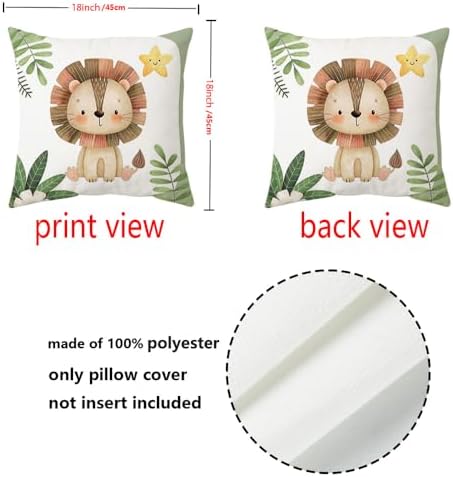 Cute Safari Animal Throw Pillow Cover, 18x18 Inch - Image 4