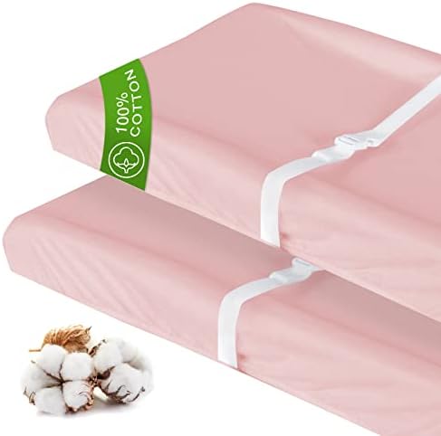 Changing Pad Cover Cotton Pink for Girl, Changing Table Pad Cover by Moonsea