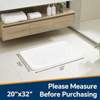Chenille Bathroom Rug 20"x32" White, Non-Slip Plush Bath Mat - Image 2