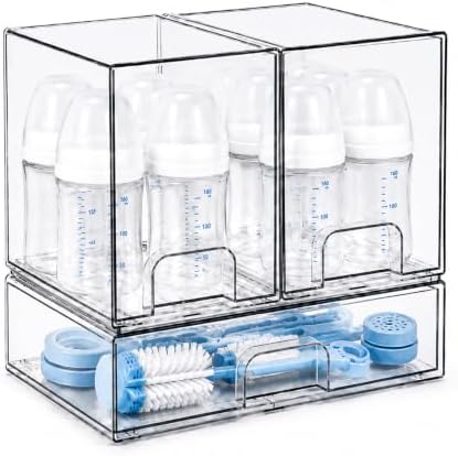 Clear Baby Bottle Organizer, 3-Piece Modular Stackable Acrylic Bins Set by Unknown