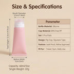 3PCS 60ml/2oz Empty Refillable Pink Soft Silicon Squeeze Tube Portable Travel - Image 2