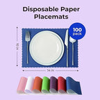 Fit Meal Prep 100 Pack Disposable Paper Placemats, 14 x 10 Inch Blue - Image 2