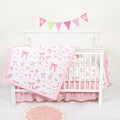 Floral Crib Bedding Set for Girls, 4 Pieces Pink Baby Nursery Bedding Set for by Jundetye