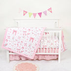 Floral Crib Bedding Set for Girls, 4 Pieces Pink Baby Nursery Bedding Set for by Jundetye