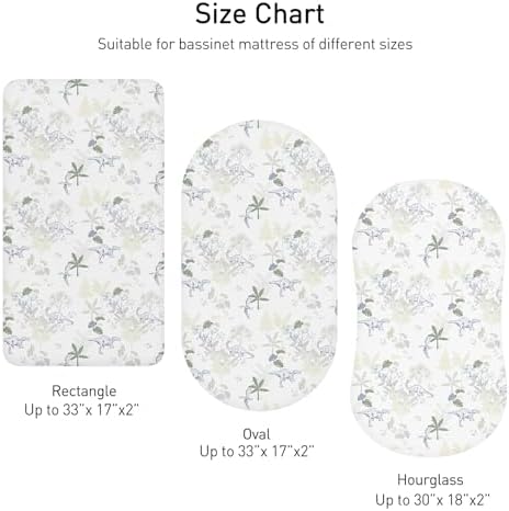 Baby Bassinet Sheets 4 Pack, Fits Rectangle Round Oval Hourglass Mattress - Image 3
