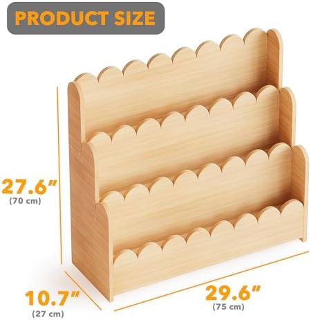 SpaceAid 3-Tier Scalloped Bookshelf, Montessori Bookcase - Image 2