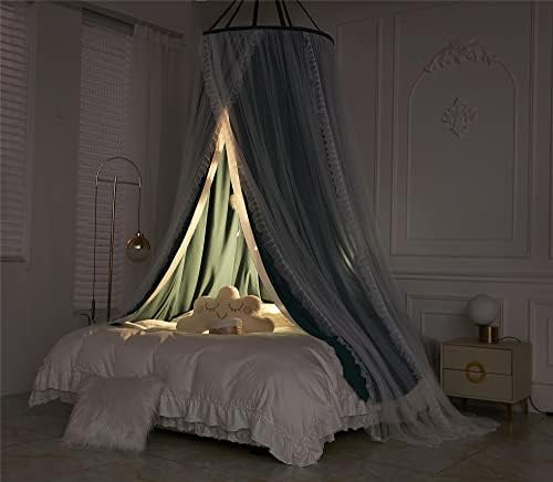 VETHIN Double Layer Princess Round Dome Canopy Bed Curtain - Image 4