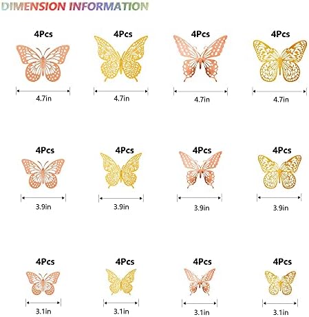 SAOROPEB 3D Butterfly Wall Decor, Removable Metallic Wall Sticker Room Mural - Image 5