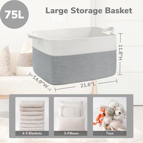 Goodpick Large Woven Rope Blanket Basket - Image 3