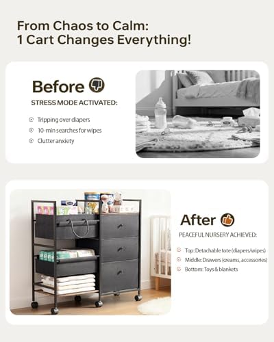 2in1 Baby Diaper Caddy Organizer and Storage Cart - Image 4