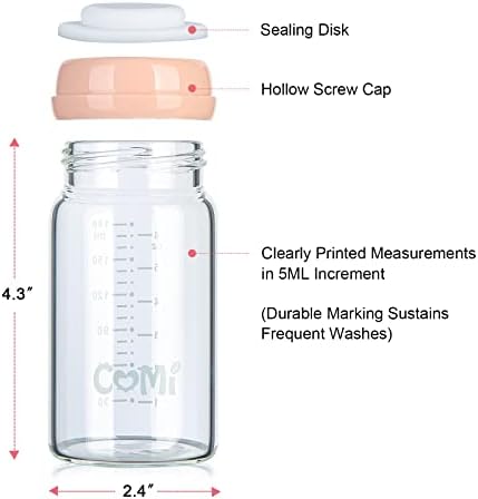 COMI Wide Neck Glass Breastmilk Collection n Storage Bottle, 6oz - Image 3