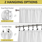 White Valances for Windows, Light Filtering Faux Linen Textured Small Short - Image 4