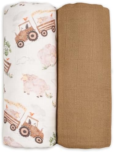 GLLQUEN BABY Muslin Swaddle Blankets 2Pk Receiving Blanket Large 35" x 40" by GLLQUENBABY