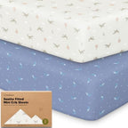 2pk Mini Crib Sheets Fitted 38x26 Pack N Play Mattress Sheet by KeaBabies