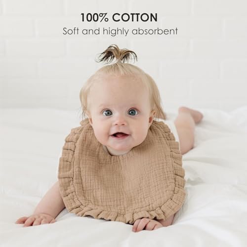 MairMore Muslin Baby Bibs, Ruffle Edge Drool Bibs - Image 2