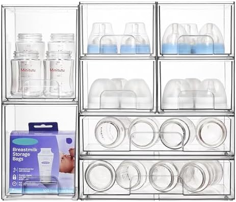 Vtopmart Clear Stackable Storage Drawers Set of 8, Plastic Organizer Bins by Vtopmart