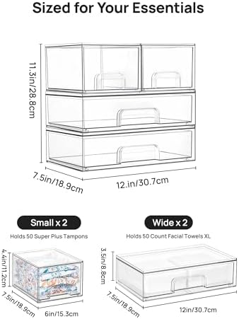 Vtopmart Clear Stackable Storage Drawers Set of 4, Plastic Organizer Bins - Image 2